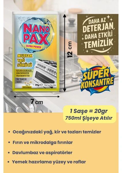 Nanopax Mutfak - Yağ Sökücü & 1 Adet Hediye Toz Temizlik Saşesi