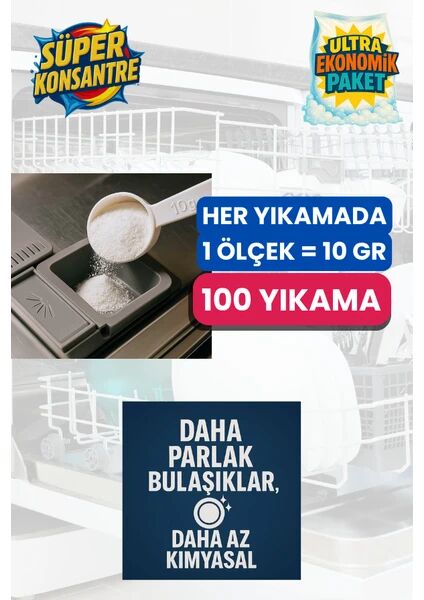 Nanopax Bulaşık Makinesi Parlatıcılı Konsantre Toz Deterjan 1 kg