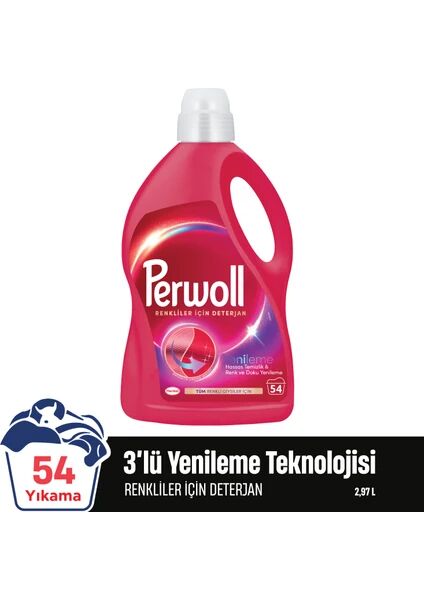 Perwoll Renkliler Hassas Bakım Sıvı Çamaşır Deterjanı 2970 ml (54 Yıkama)