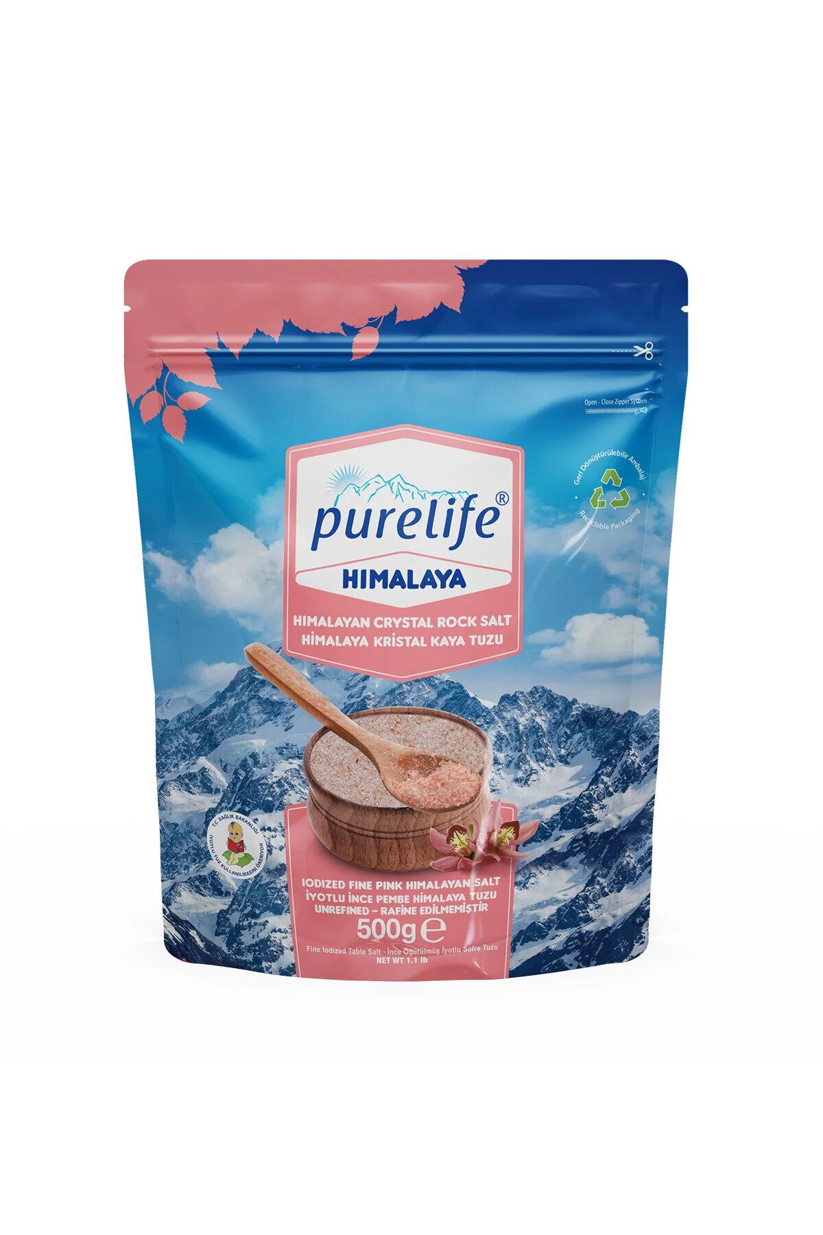 Purelife Himalaya Tuzu İyotlu İnce Pembe 500 gr