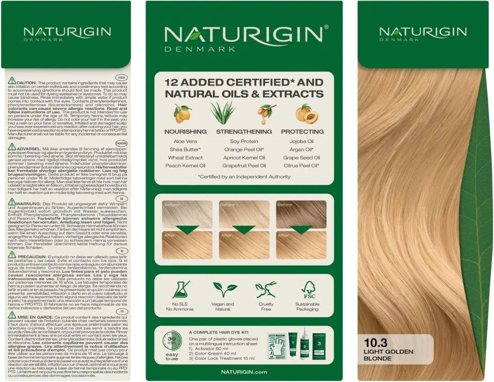 Naturigin Organik İçerikli Saç Boyası 10.3 Altın Sarısı