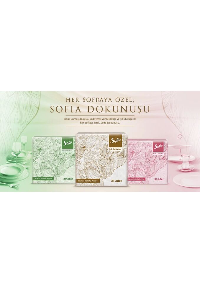 Sofia Kumaş Dokulu Lüks Beyaz Peçete 33x33 30'lu