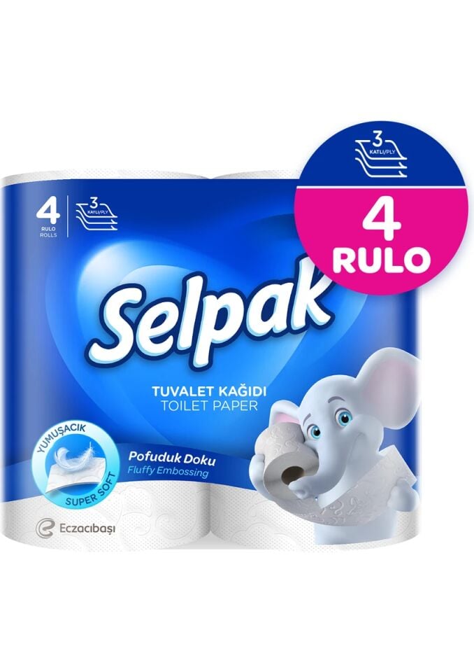 Selpak 3 Katlı Tuvalet Kağıdı 4 lü